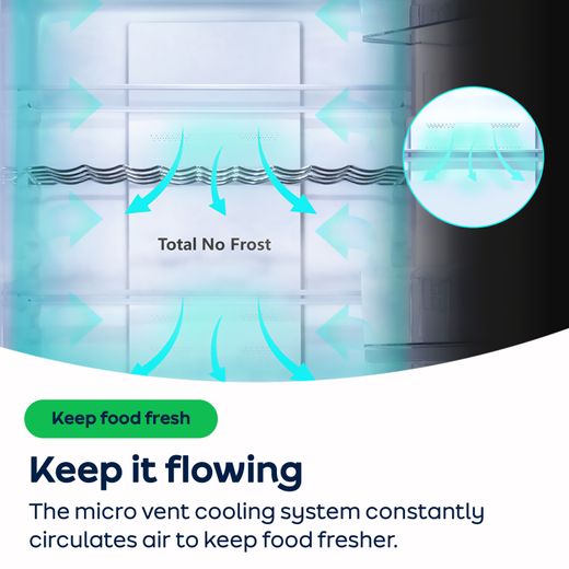 Hisense Total No Frost Fridge Freezer - White - AO Annotation - Micro Vent Cooling Technology